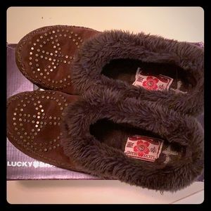 Lucky Brand Brown Peace Sign Mocassins